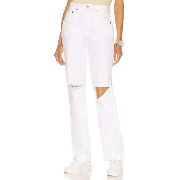 RE/DONE Originals 90s High Rise Loose Jeans White With Rips